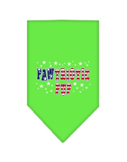 Pawtriotic Pup Screen Print Bandana Lime Green Large