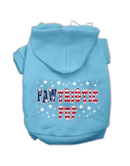 Pawtriotic Pup Screen Print Pet Hoodies Baby Blue L