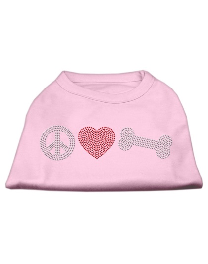 Peace Love and Bone Rhinestone Shirt Light Pink L