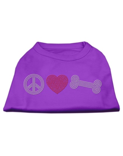 Peace Love and Bone Rhinestone Shirt Purple L