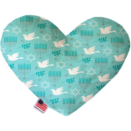 Peace and Hanukkah 6 Inch Canvas Heart Dog Toy