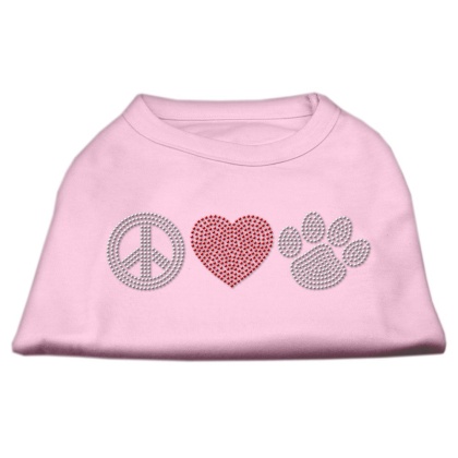 Peace Love and Paw Rhinestone Shirt Light Pink L