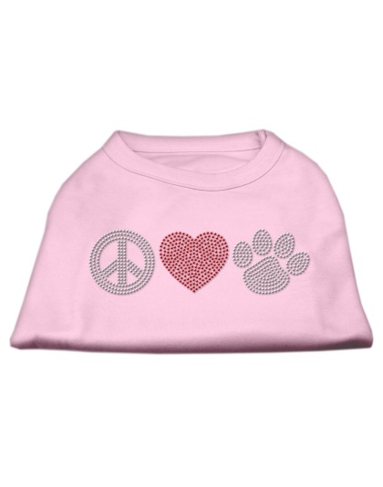 Peace Love and Paw Rhinestone Shirt Light Pink L