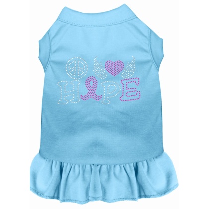 Peace Love Hope Breast Cancer Rhinestone Pet Dress Baby Blue 4X