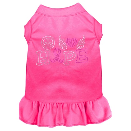 Peace Love Hope Breast Cancer Rhinestone Pet Dress Bright Pink 4X