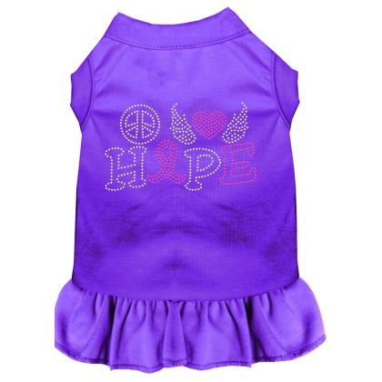 Peace Love Hope Breast Cancer Rhinestone Pet Dress Purple 4X