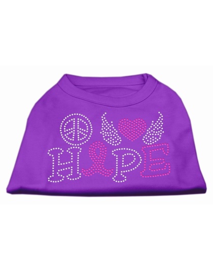 Peace Love Hope Breast Cancer Rhinestone Pet Shirt Purple Lg