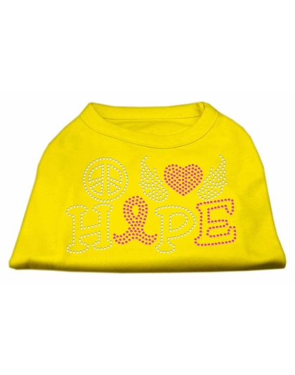 Peace Love Hope Breast Cancer Rhinestone Pet Shirt Yellow Lg