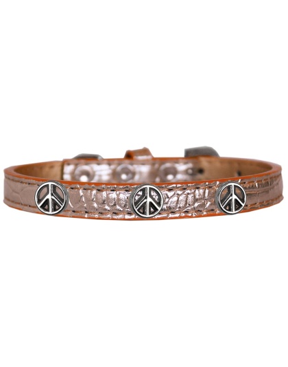 Peace Sign Widget Croc Dog Collar Copper Size 10