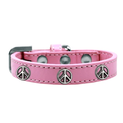 Peace Sign Widget Dog Collar Light Pink Size 10
