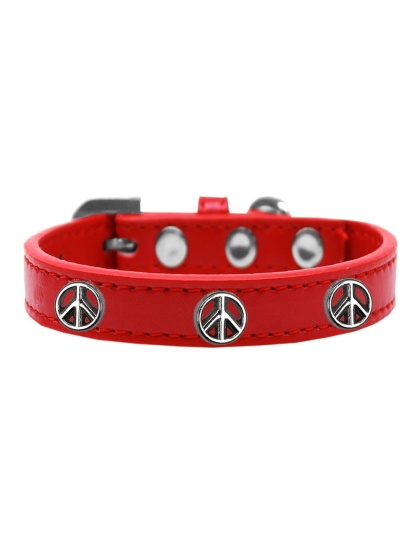 Peace Sign Widget Dog Collar Red Size 10