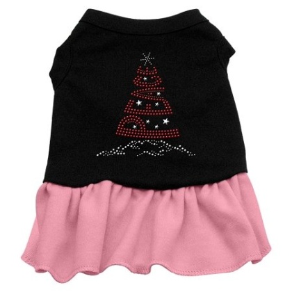 Peace Tree Rhinestone Dress Black with Pink Lg