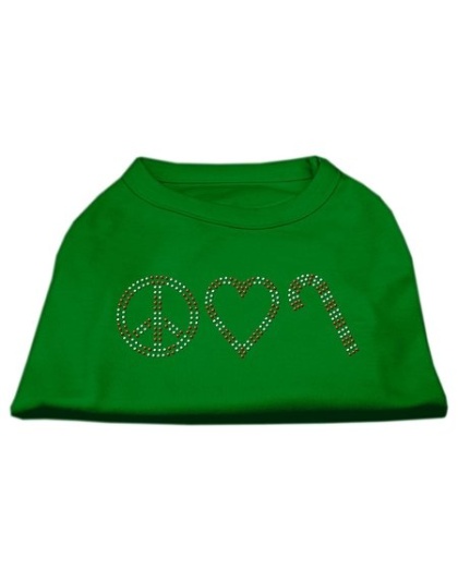 Peace, Love, and Candy Canes Shirts Emerald Green Lg