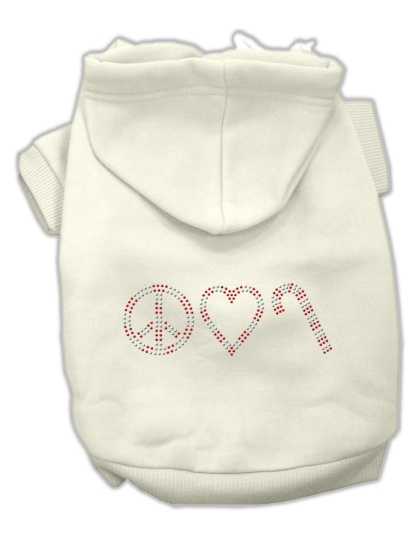 Peace, Love and Candy Canes Hoodies Cream L