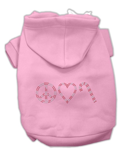 Peace, Love and Candy Canes Hoodies Pink L