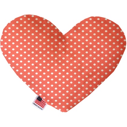 Peach Polka Dots 6 inch Canvas Heart Dog Toy