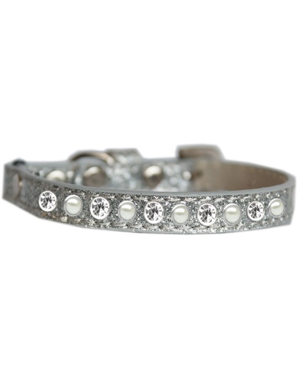 Pearl and Clear Jewel Ice Cream Cat safety collar Silver Size 10