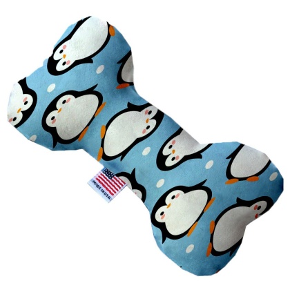 Penguins in Blue 10 Inch Canvas Bone Dog Toy