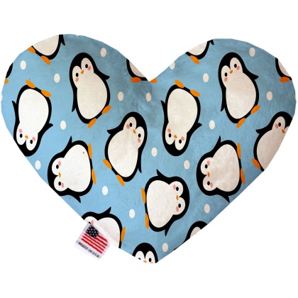 Penguins in Blue 6 Inch Canvas Heart Dog Toy