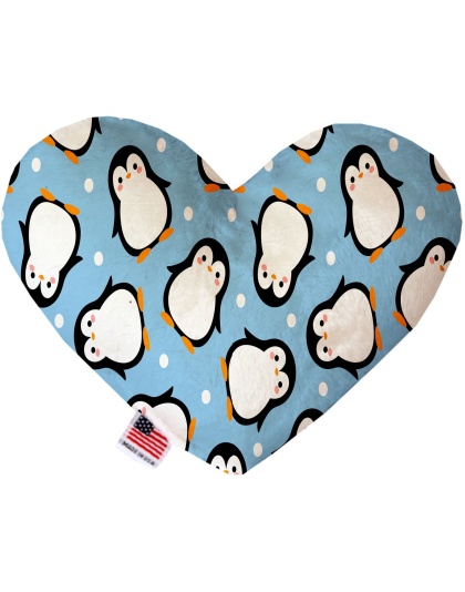 Penguins in Blue 6 Inch Canvas Heart Dog Toy