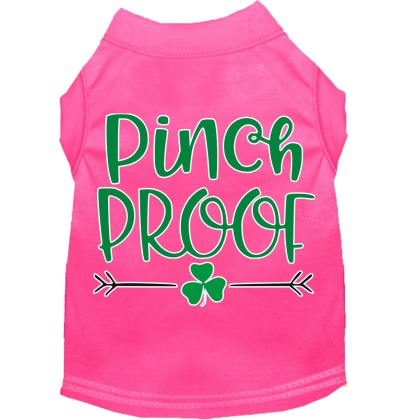 Pinch Proof Screen Print Dog Shirt Bright Pink Lg