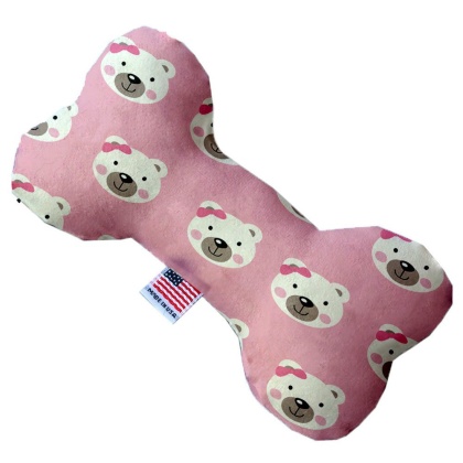 Pink Bears and Bows 10 inch Canvas Bone Dog Toy