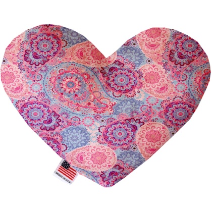 Pink Bohemian 6 inch Canvas Heart Dog Toy