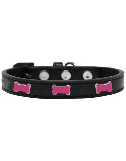 Pink Bone Widget Dog Collar Black Size 10