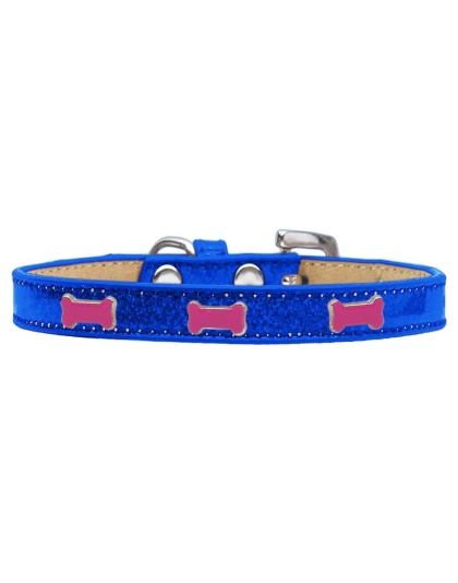 Pink Bone Widget Dog Collar Blue Ice Cream Size 10