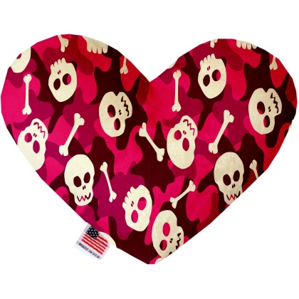 Pink Camo Skulls 6 Inch Canvas Heart Dog Toy