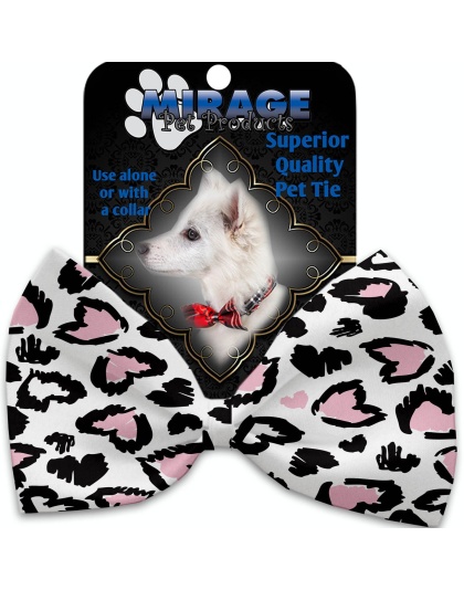 Pink Leopard Hearts Pet Bow Tie