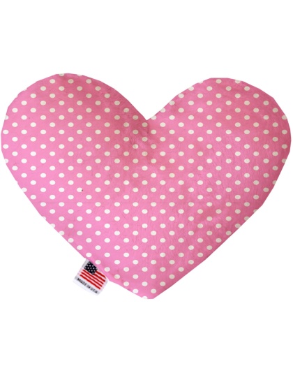 Pink Polka Dots 6 inch Canvas Heart Dog Toy