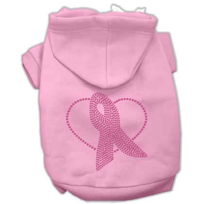 Pink Ribbon Rhinestone Hoodies Pink L