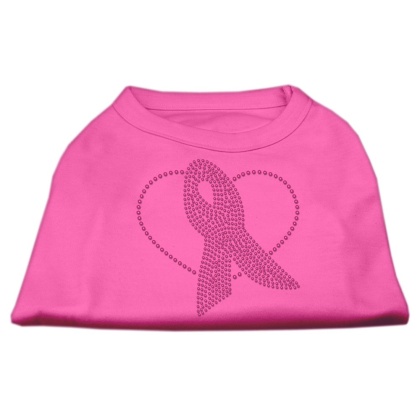 Pink Ribbon Rhinestone Shirts Bright Pink L