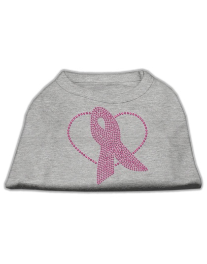 Pink Ribbon Rhinestone Shirts Grey L