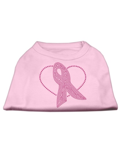 Pink Ribbon Rhinestone Shirts Light Pink L