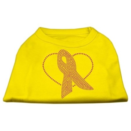 Pink Ribbon Rhinestone Shirts Yellow Lg