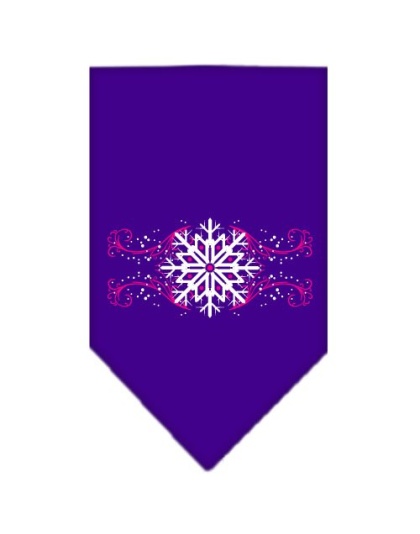 Pink Snowflake Swirls Screen Print Bandana Purple Large