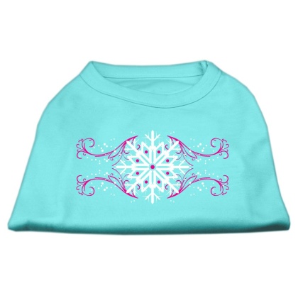 Pink Snowflake Swirls Screenprint Shirts Aqua L