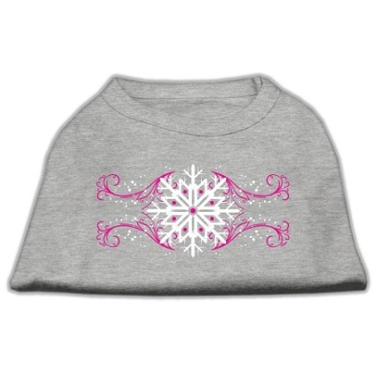 Pink Snowflake Swirls Screenprint Shirts Grey L