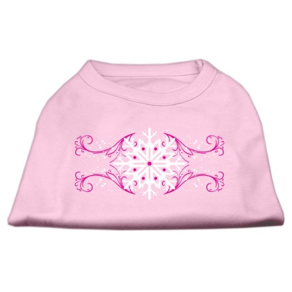 Pink Snowflake Swirls Screenprint Shirts Light Pink L