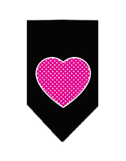 Pink Swiss Dot Heart Screen Print Bandana Black Large