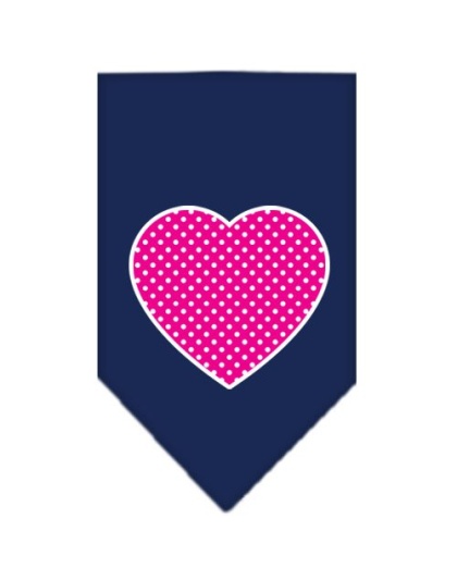 Pink Swiss Dot Heart Screen Print Bandana Navy Blue large