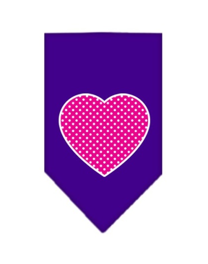 Pink Swiss Dot Heart Screen Print Bandana Purple Large