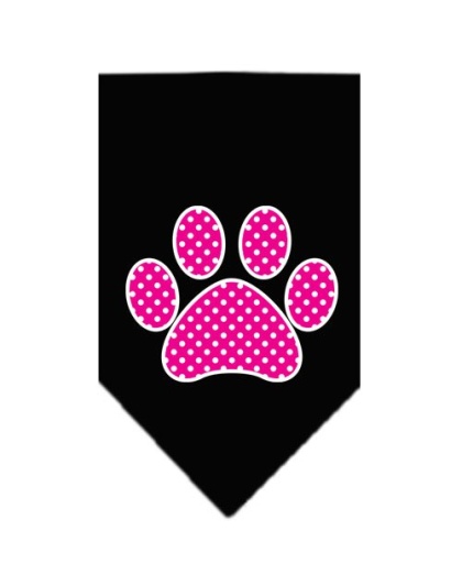 Pink Swiss Dot Paw Screen Print Bandana Black Large