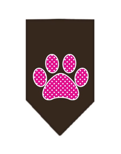 Pink Swiss Dot Paw Screen Print Bandana Cocoa Large