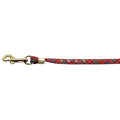 Plaid Leash Red Clear Stones