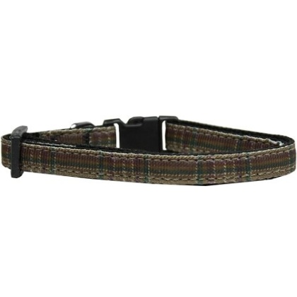 Plaid Nylon Collar Brown Cat Safety