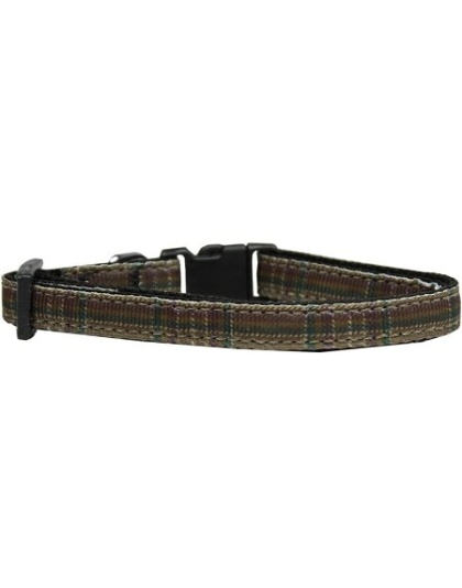 Plaid Nylon Collar Brown Cat Safety