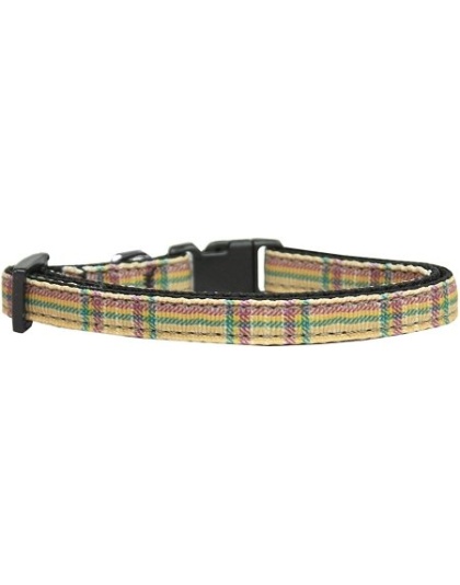 Plaid Nylon Collar Khaki Cat Safety